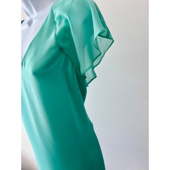 Flutter Sleeve Top Large Mint Green V-Neck Back Tie Coquette Preppy Soft Girl - Picture 11 of 13